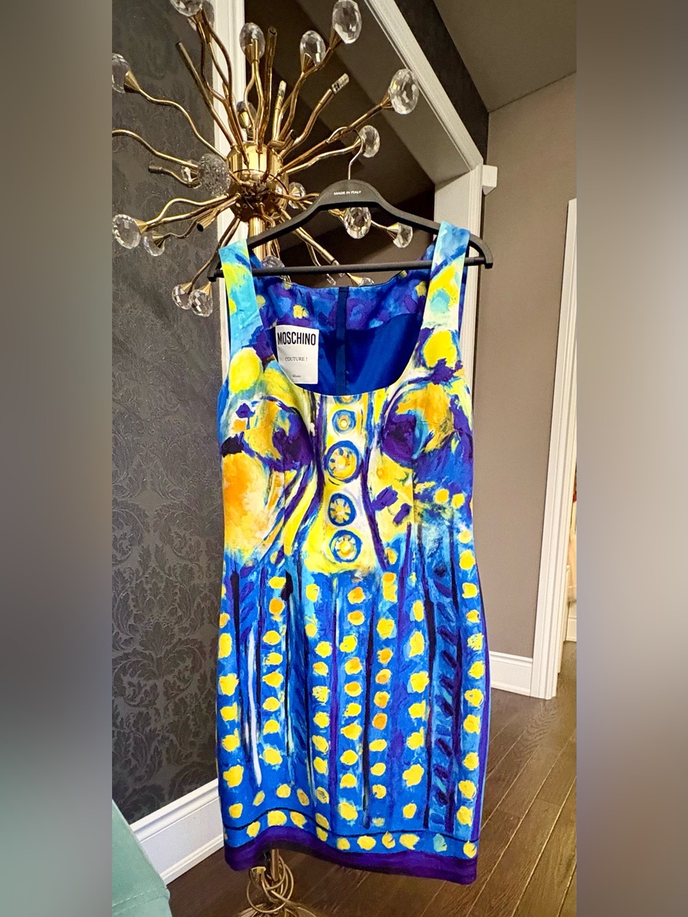 Moschino couture colourful dress